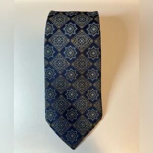 Vintage Exact designed by pioneer men's tie gold on blue